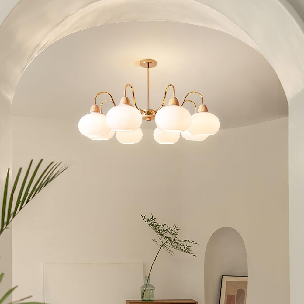 Persimmon Glass Chandelier – Amber Drop Silhouette
