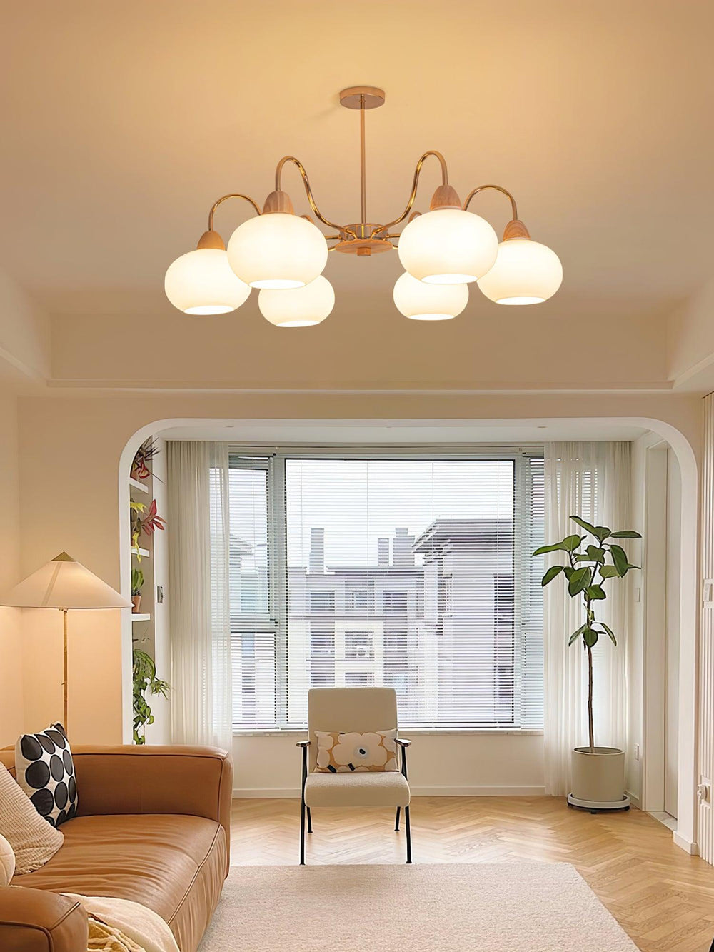 Persimmon Glass Chandelier – Amber Drop Silhouette