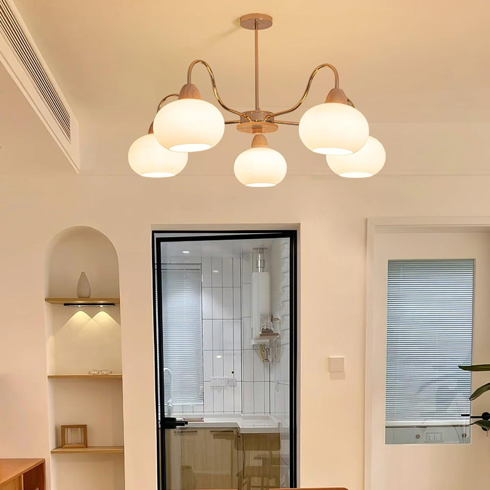 Persimmon Glass Chandelier – Amber Drop Silhouette