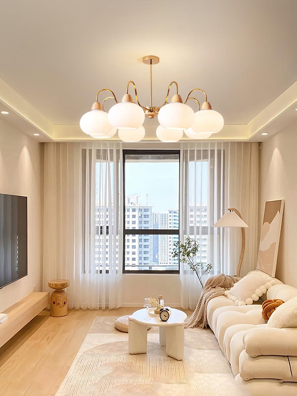 Persimmon Glass Chandelier – Amber Drop Silhouette