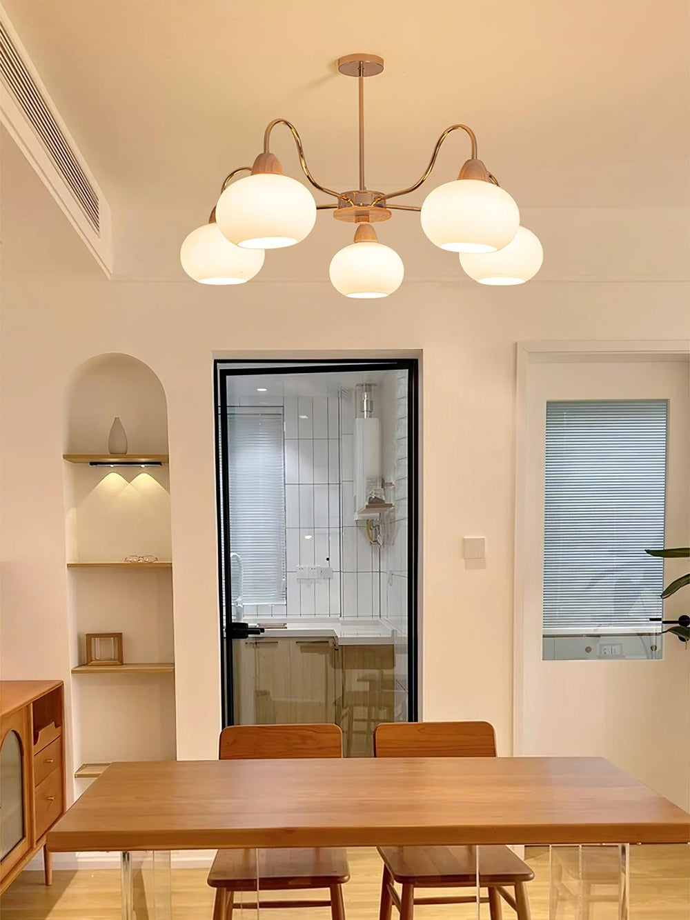 Persimmon Glass Chandelier – Amber Drop Silhouette