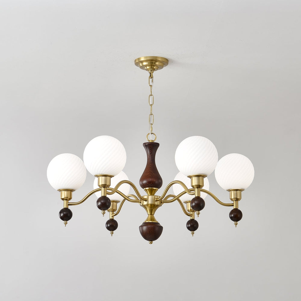 Globe Orb Wood Chandelier