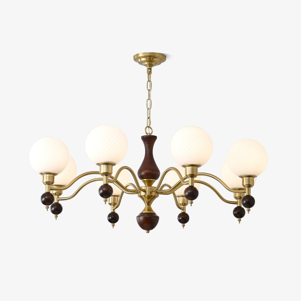 Globe Orb Wood Chandelier