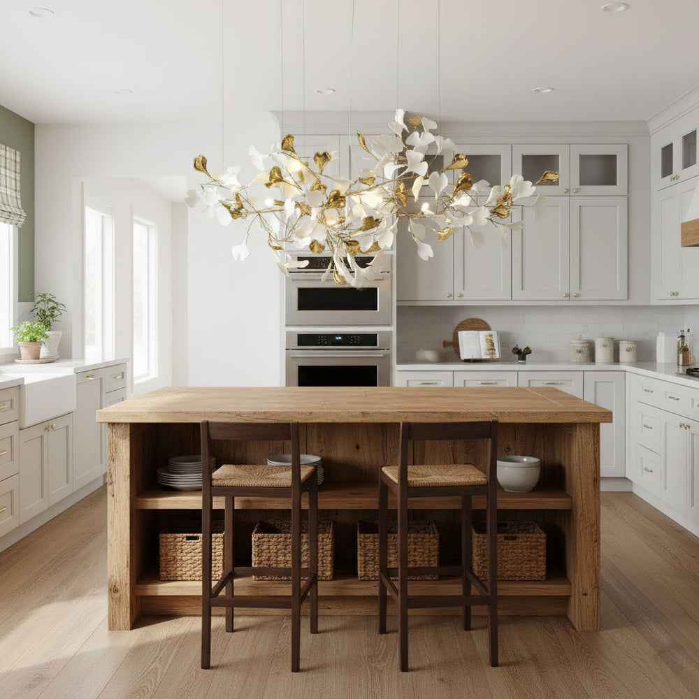 Gingko Leaf Duo Chandelier – Handcrafted Porcelain Statement