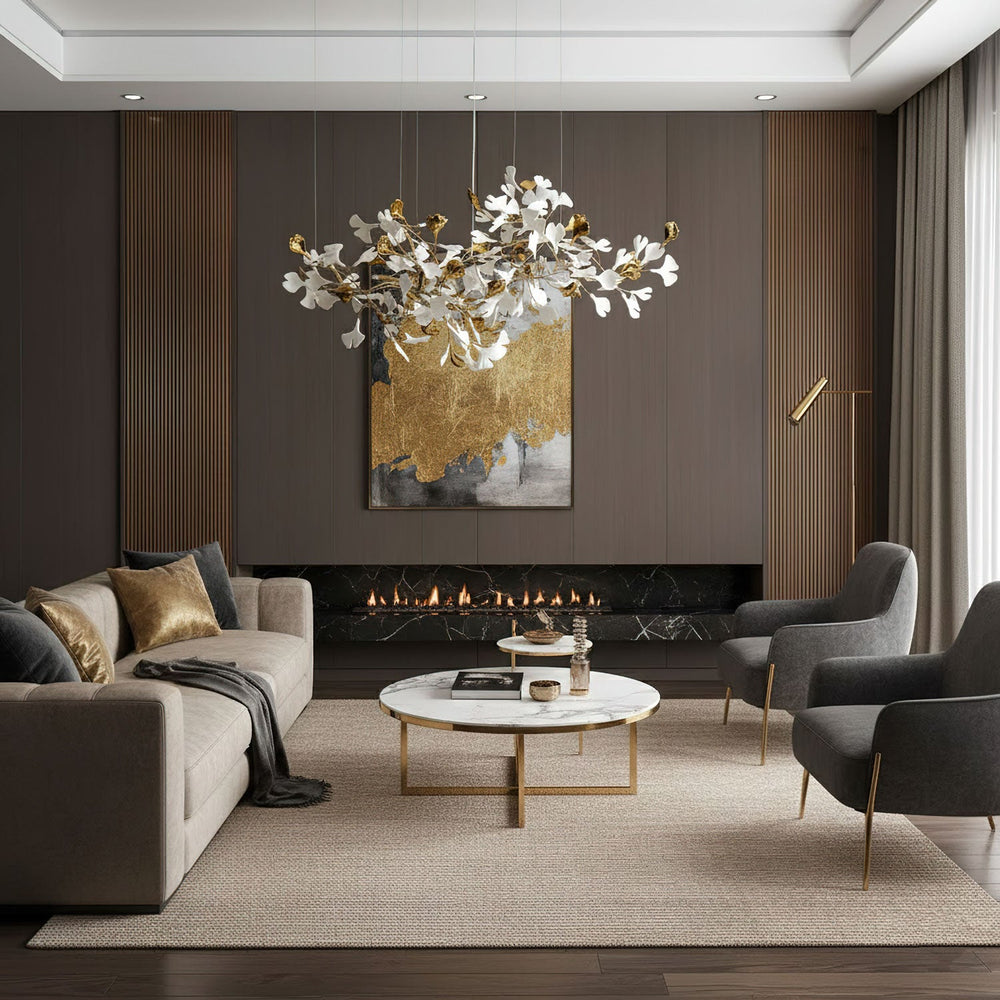Gingko Leaf Duo Chandelier – Handcrafted Porcelain Statement