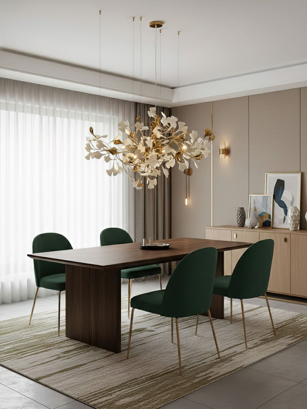 Gingko Leaf Duo Chandelier – Handcrafted Porcelain Statement