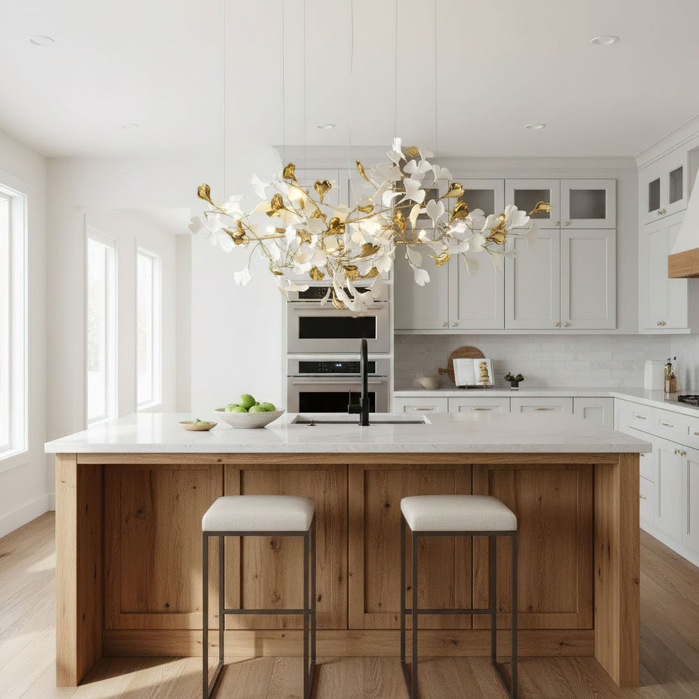 Gingko Leaf Duo Chandelier – Handcrafted Porcelain Statement