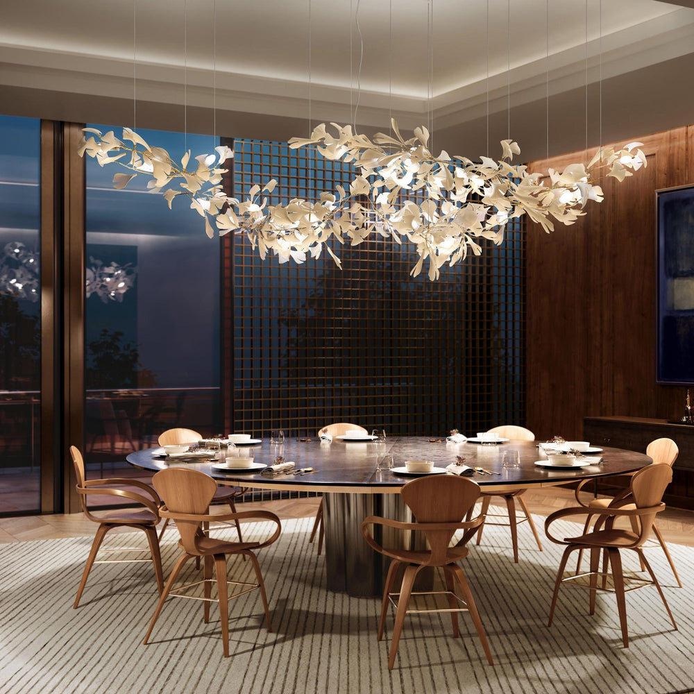 Gingko Leaf Duo Chandelier – Handcrafted Porcelain Statement