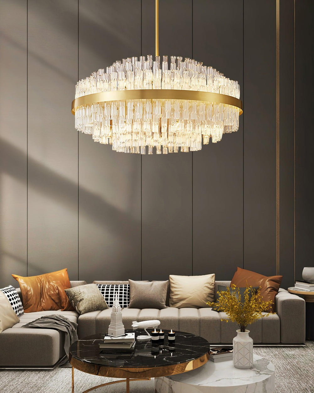 Gold & Clear Rod Chandelier