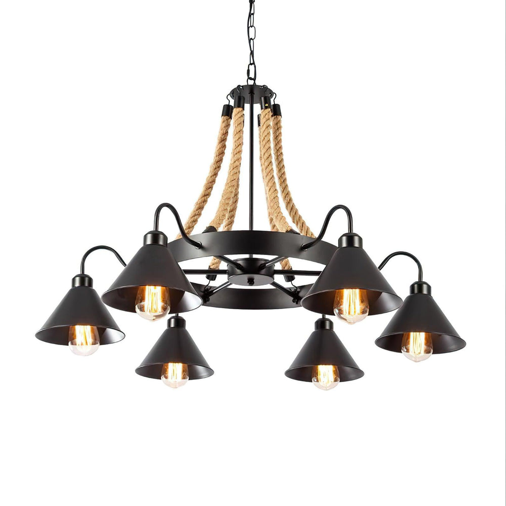 Hemp Rope Industrial Horn Chandelier