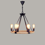 Hemp Rope Industrial Large Circle Chandelier