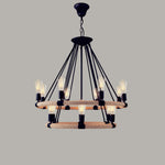 Hemp Rope Industrial Large Circle Chandelier