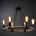 Hemp Rope Industrial Large Circle Chandelier