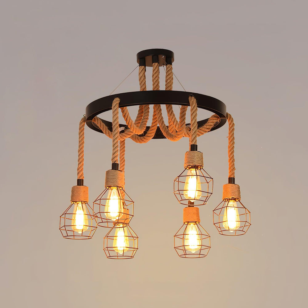 Hemp Rope Industrial Starfall Chandelier