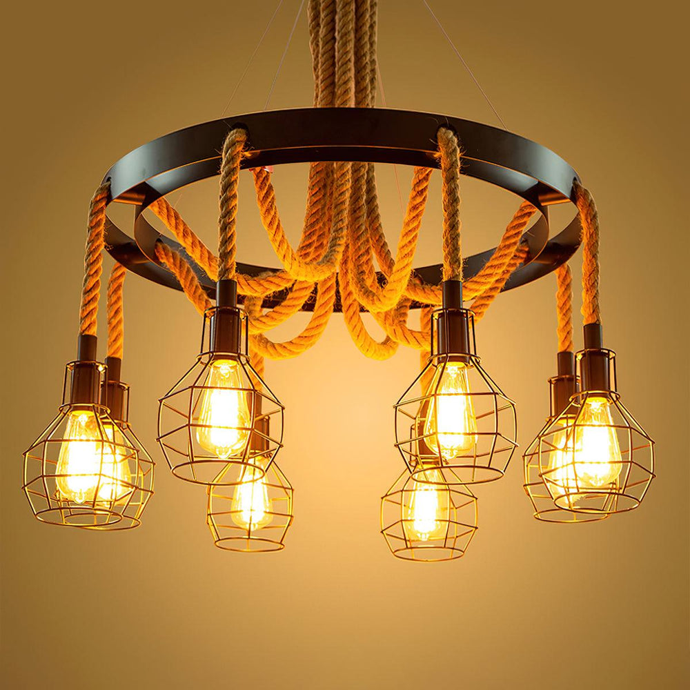 Hemp Rope Industrial Starfall Chandelier