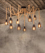 Hemp Rope Scattered Flower Chandelier