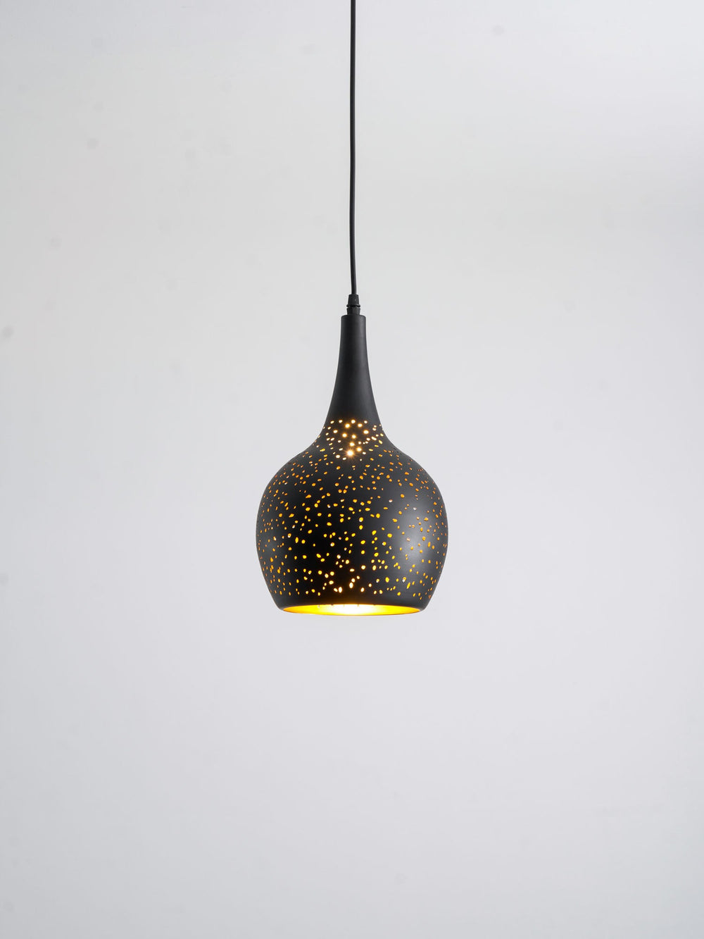 Hollow Industrial Pendant Lamp – Vintage Black & Gold