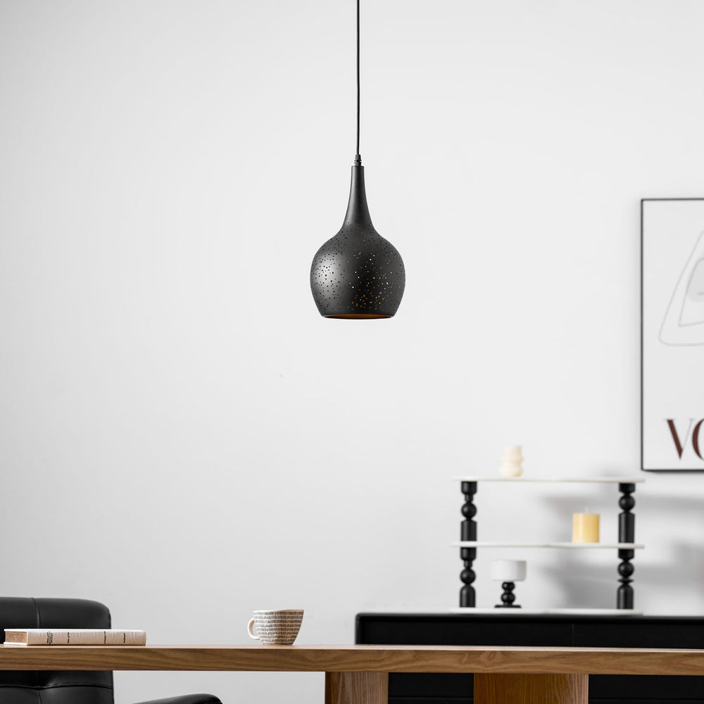 Hollow Industrial Pendant Lamp – Vintage Black & Gold