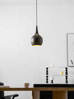 Hollow Industrial Pendant Lamp – Vintage Black & Gold