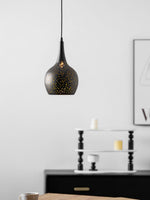 Hollow Industrial Pendant Lamp – Vintage Black & Gold