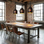 Hollow Industrial Pendant Lamp – Vintage Black & Gold