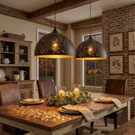 Hollow Industrial Pendant Lamp – Vintage Black & Gold
