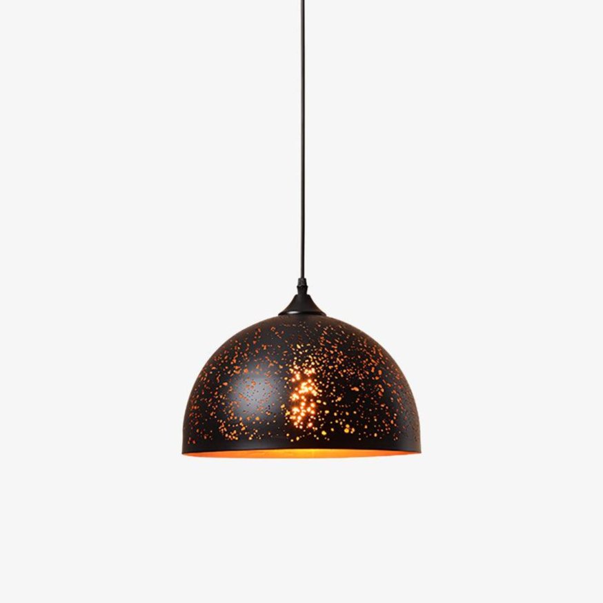 Hollow Industrial Pendant Lamp – Vintage Black & Gold