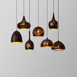 Hollow Industrial Pendant Lamp – Vintage Black & Gold