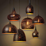 Hollow Industrial Pendant Lamp – Vintage Black & Gold