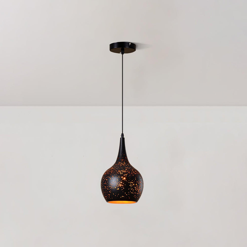 Hollow Industrial Pendant Lamp – Vintage Black & Gold