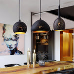 Hollow Industrial Pendant Lamp – Vintage Black & Gold