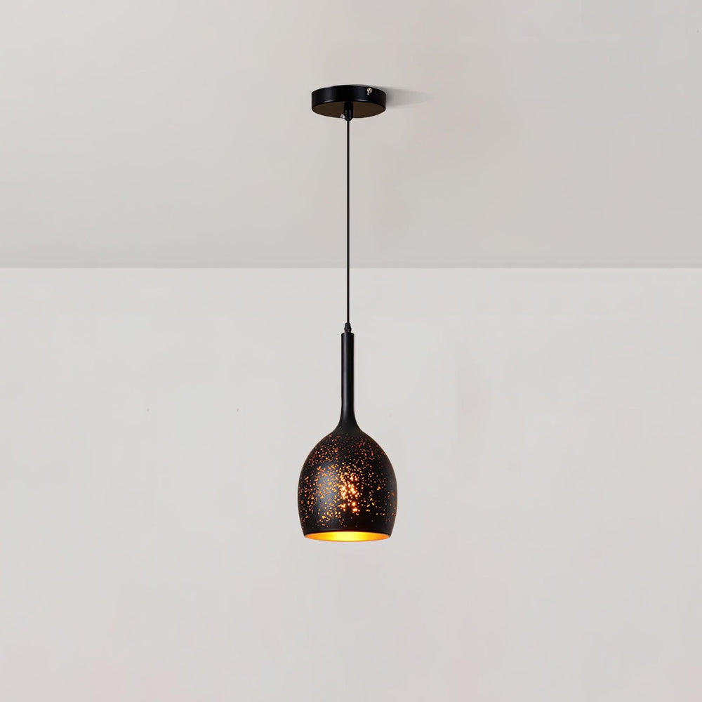Hollow Industrial Pendant Lamp – Vintage Black & Gold