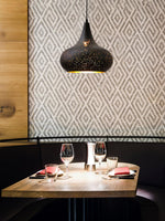 Hollow Industrial Pendant Lamp – Vintage Black & Gold