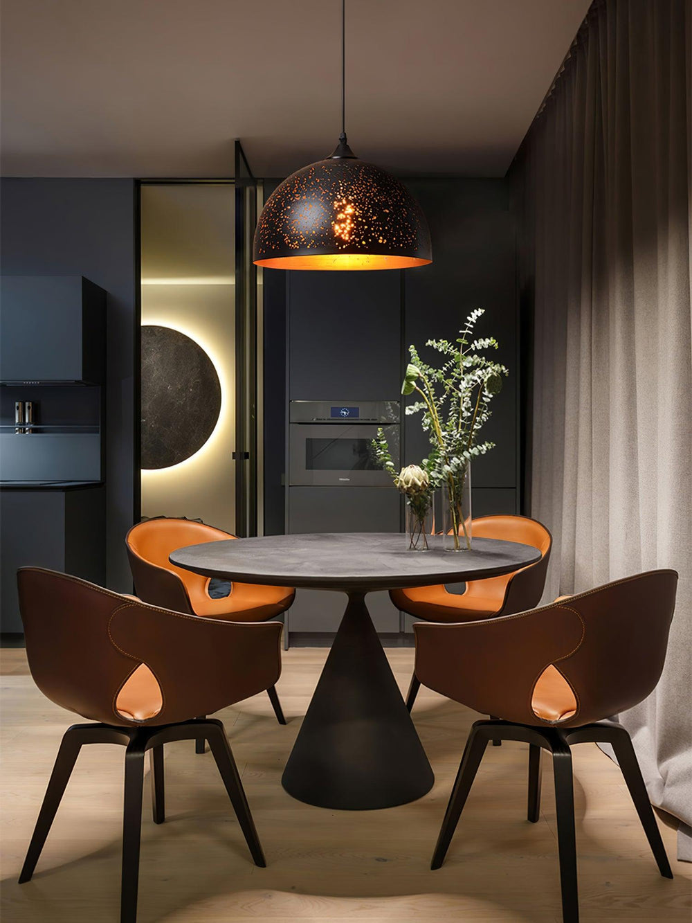 Hollow Industrial Pendant Lamp – Vintage Black & Gold