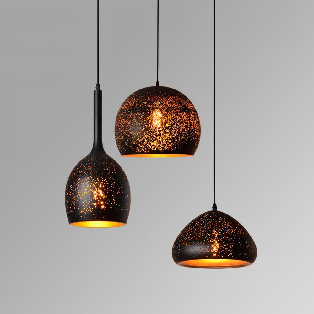 Hollow Industrial Pendant Lamp – Vintage Black & Gold