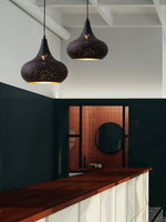 Hollow Industrial Pendant Lamp – Vintage Black & Gold