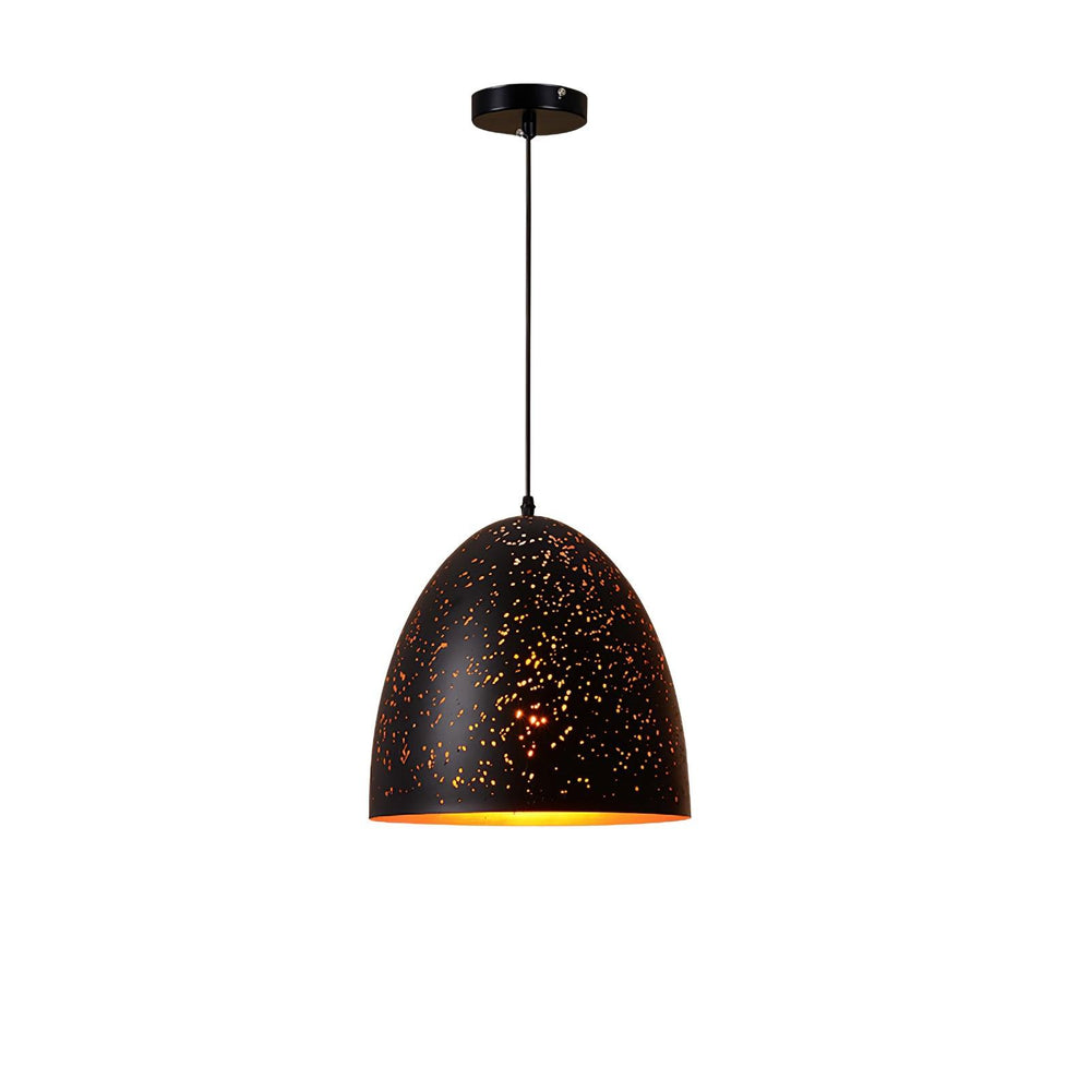 Hollow Industrial Pendant Lamp – Vintage Black & Gold