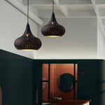 Hollow Industrial Pendant Lamp – Vintage Black & Gold