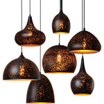 Hollow Industrial Pendant Lamp – Vintage Black & Gold