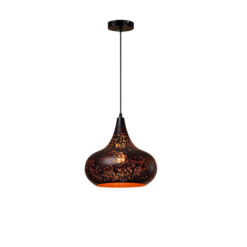Hollow Industrial Pendant Lamp – Vintage Black & Gold