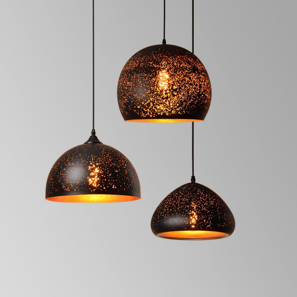 Hollow Industrial Pendant Lamp – Vintage Black & Gold