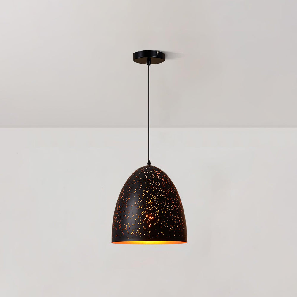 Hollow Industrial Pendant Lamp – Vintage Black & Gold