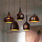 Hollow Industrial Pendant Lamp – Vintage Black & Gold