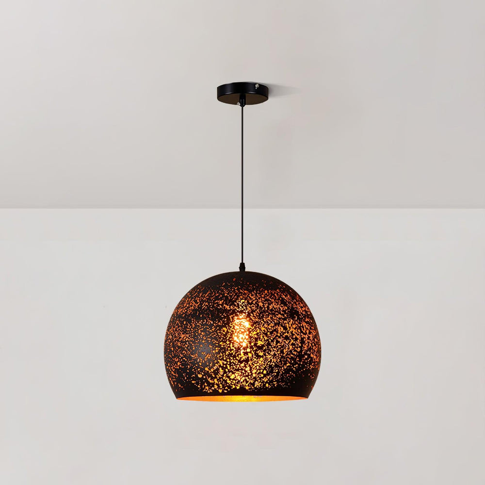 Hollow Industrial Pendant Lamp – Vintage Black & Gold