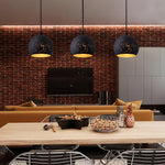 Hollow Industrial Pendant Lamp – Vintage Black & Gold