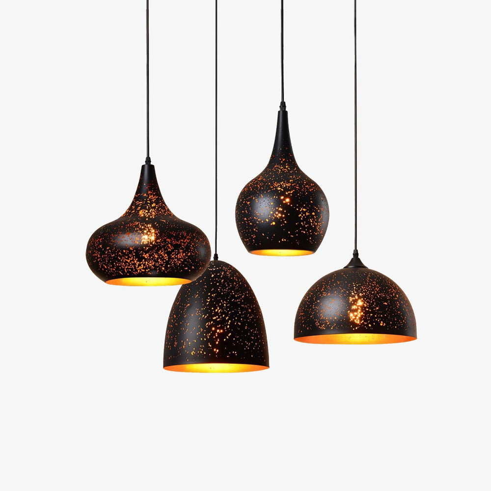 Hollow Industrial Pendant Lamp – Vintage Black & Gold