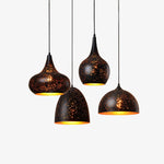 Hollow Industrial Pendant Lamp – Vintage Black & Gold