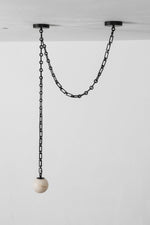 Industrial Alabaster Orb Chain Chandelier