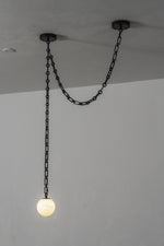 Industrial Alabaster Orb Chain Chandelier