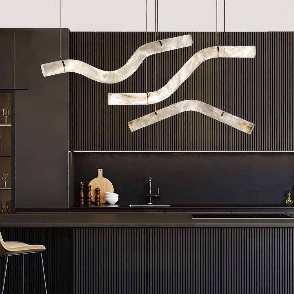 Streamlined Alabaster Pendant Lamp